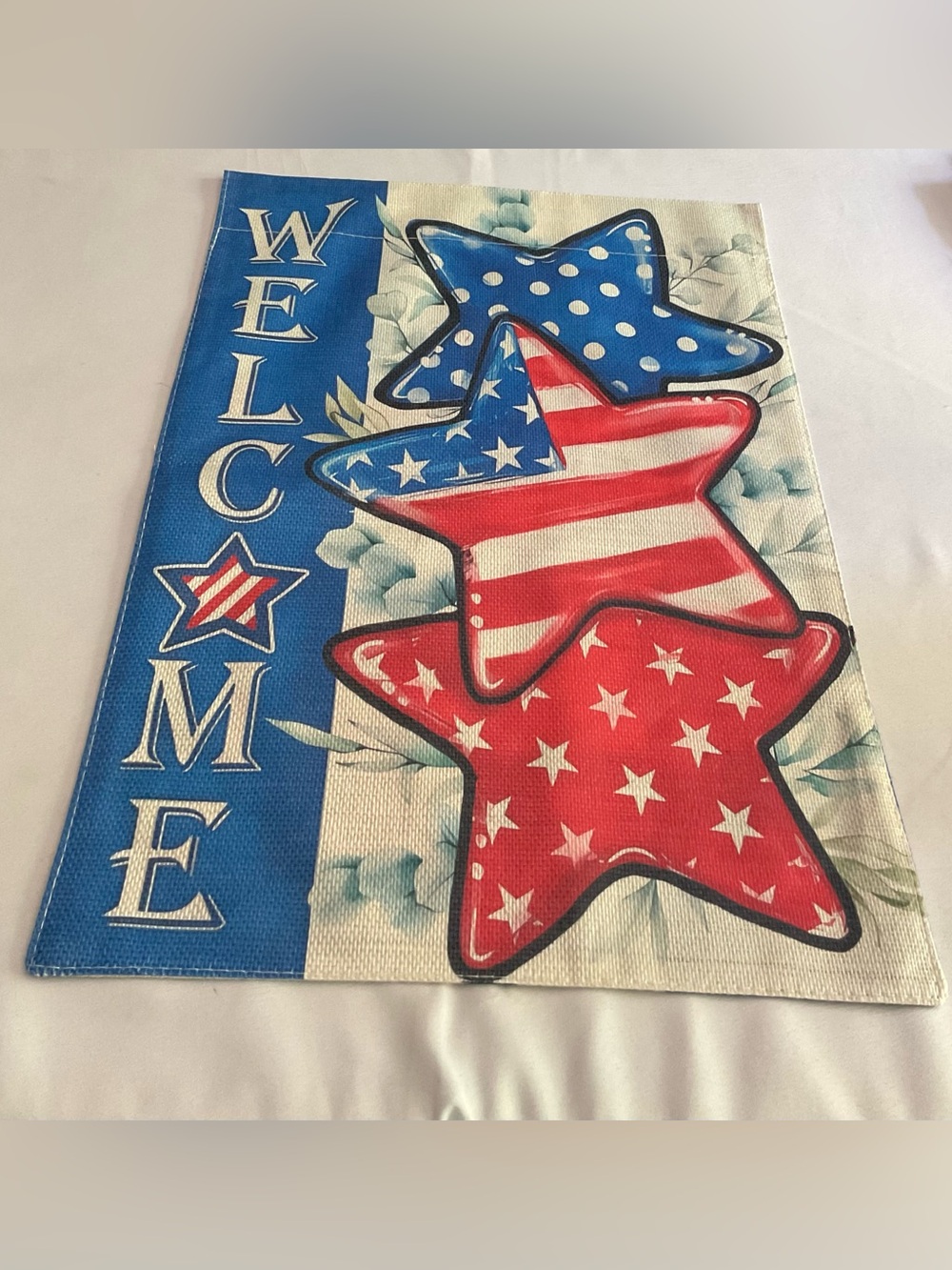 Patriotic Red, White & Blue Star 'Welcome' Garden Flag